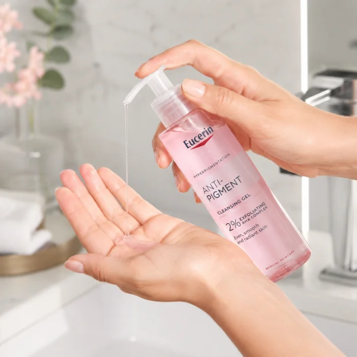 طريقة استخدام Eucerin Anti-Pigment Gel Nettoyant 400ml — تطبيق جل تنظيف مضاد للبقع الداكنة