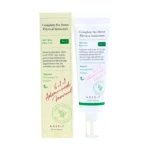 Crème solaire SPF 50 PA++++ AXIS-Y No-Stress physique végane, boîte et tube 50ml, protection UVA UVB