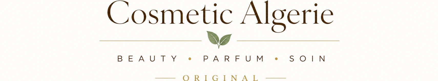 Cosmetic Algerie luxury beauty perfume and skincare store header logo in elegant white green and gold design.